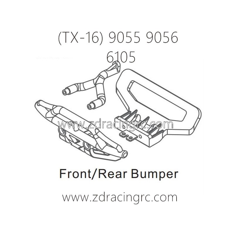 ZD RACING Raptors TX-16 9055 9056 Parts 6105 Front Rear Bumper