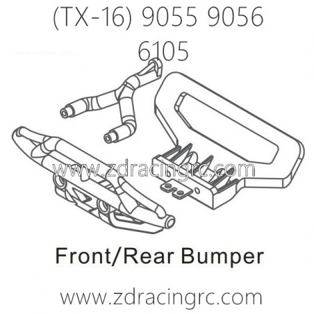 ZD RACING Raptors TX-16 9055 9056 Parts 6105 Front Rear Bumper
