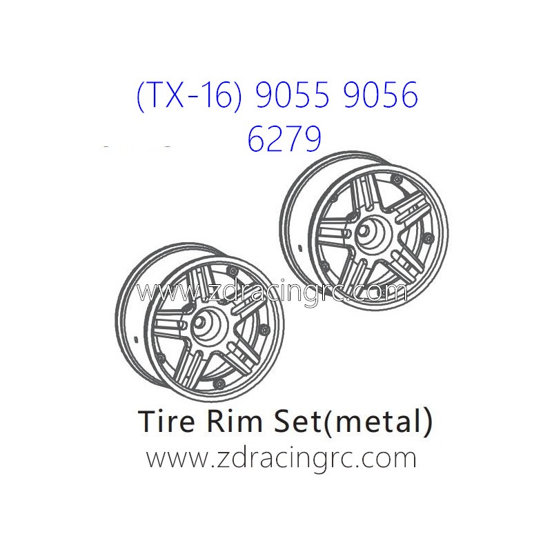 ZD RACING Raptors TX-16 9055 9056 Parts 6279 Upgrade Tire Rim Set Metal