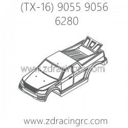 ZD RACING Raptors TX-16 9055 9056 Parts 6280 Body Shell Wine Green PVC