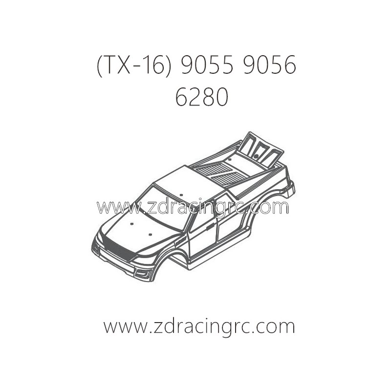 ZD RACING Raptors TX-16 9055 9056 Parts 6280 Body Shell Wine Green PVC