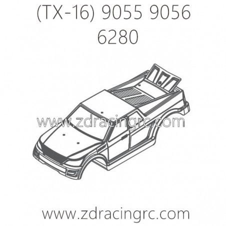 ZD RACING Raptors TX-16 9055 9056 Parts 6280 Body Shell Wine Green PVC ZD RACING Raptors TX-16 9055 9056 Parts 6280 Body Shell Wine Green PVC