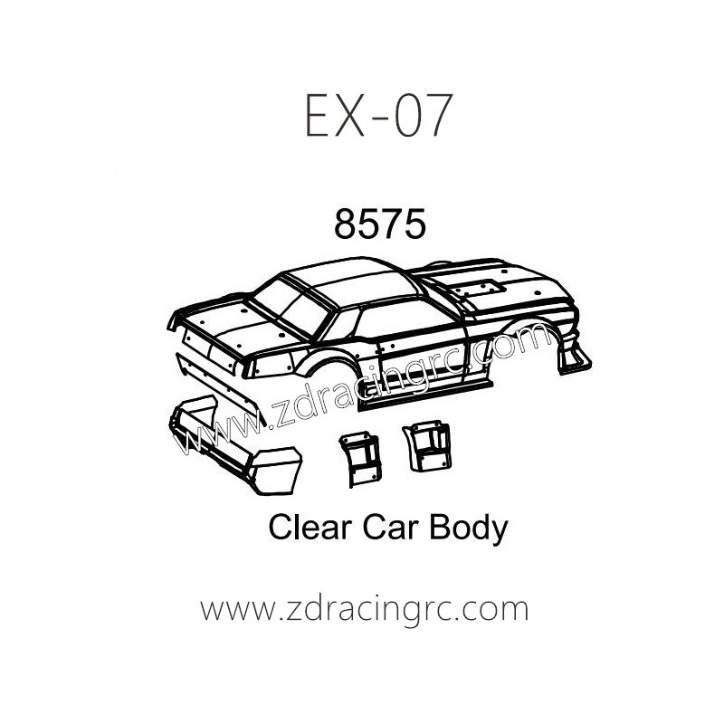 ZD RACING EX07 RC Car Parts 8575 Clear Car Body