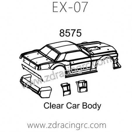 ZD RACING EX07 RC Car Parts 8575 Clear Car Body