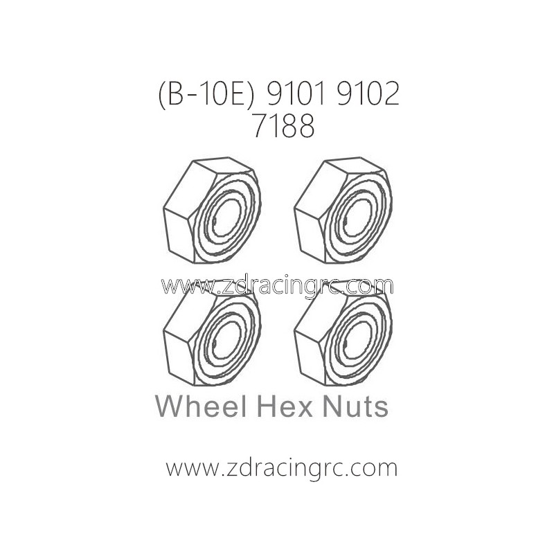 ZD RACING B-10E 9101 9102 RC Car Parts 7188 Wheel Hex Nuts