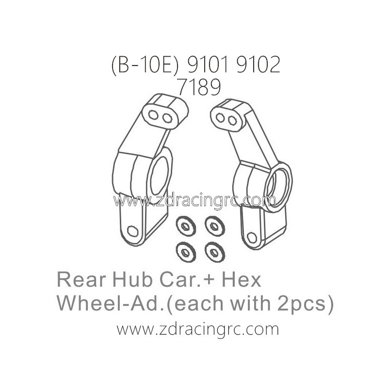 ZD RACING B-10E 9101 9102 RC Car Parts 7189 Rear Hub Car and Hex Wheel