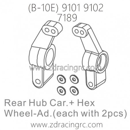 ZD RACING B-10E 9101 9102 RC Car Parts 7189 Rear Hub Car and Hex Wheel