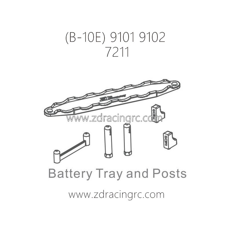 ZD RACING B-10E 9101 9102 RC Car Parts 7211 Battery Tray and Posts