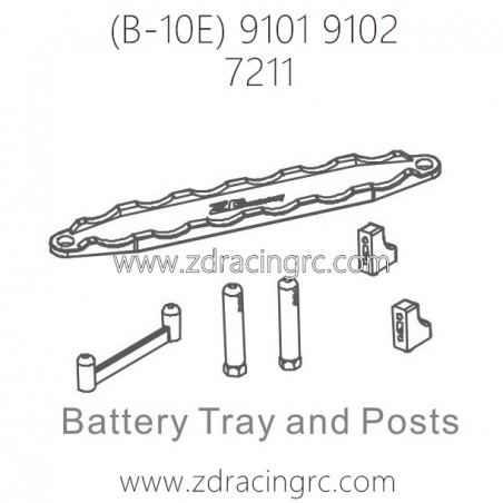 ZD RACING B-10E 9101 9102 RC Car Parts 7211 Battery Tray and Posts ZD RACING B-10E 9101 9102 RC Car Parts 7211 Battery Tray and Posts
