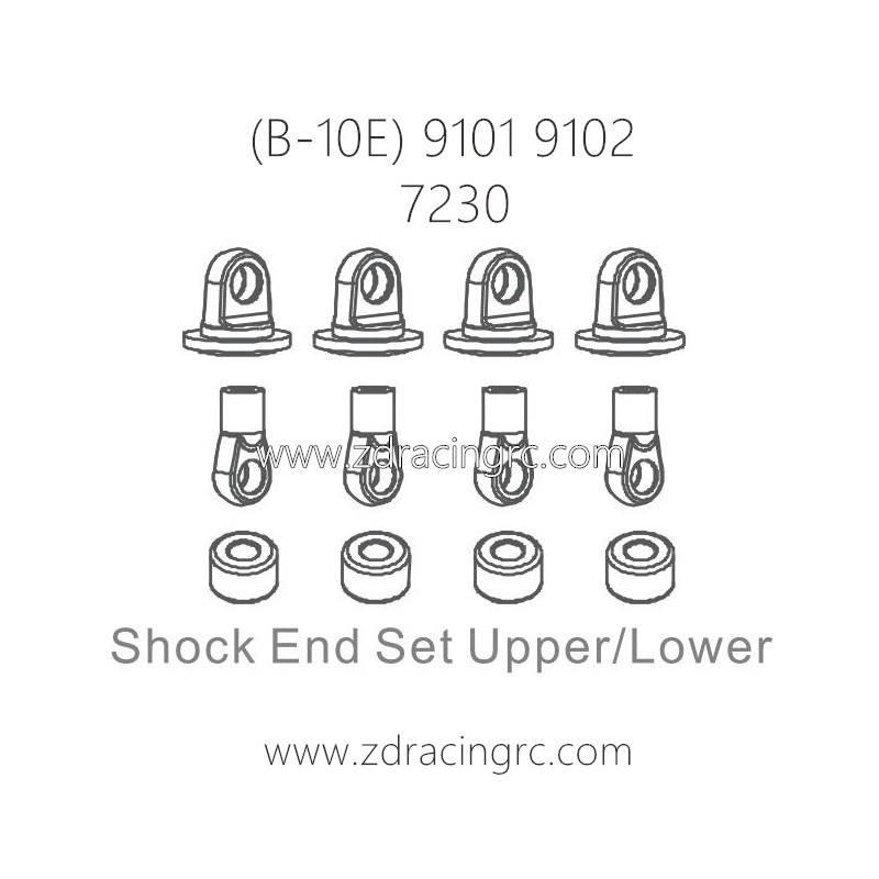 ZD RACING B-10E 9101 9102 Parts 7230 Shock End Set Upper Lower