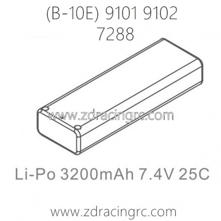 ZD RACING B-10E 9101 9102 Parts 7288 Lipo 3200mAh Battery 7.4V 25C