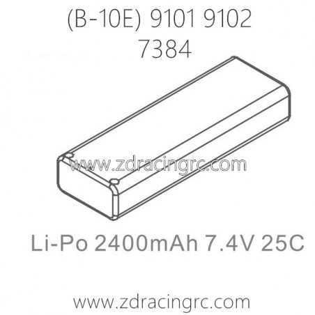 ZD RACING B-10E 9101 9102 Parts 7384 Lipo 2400mAh 7.4V 25C