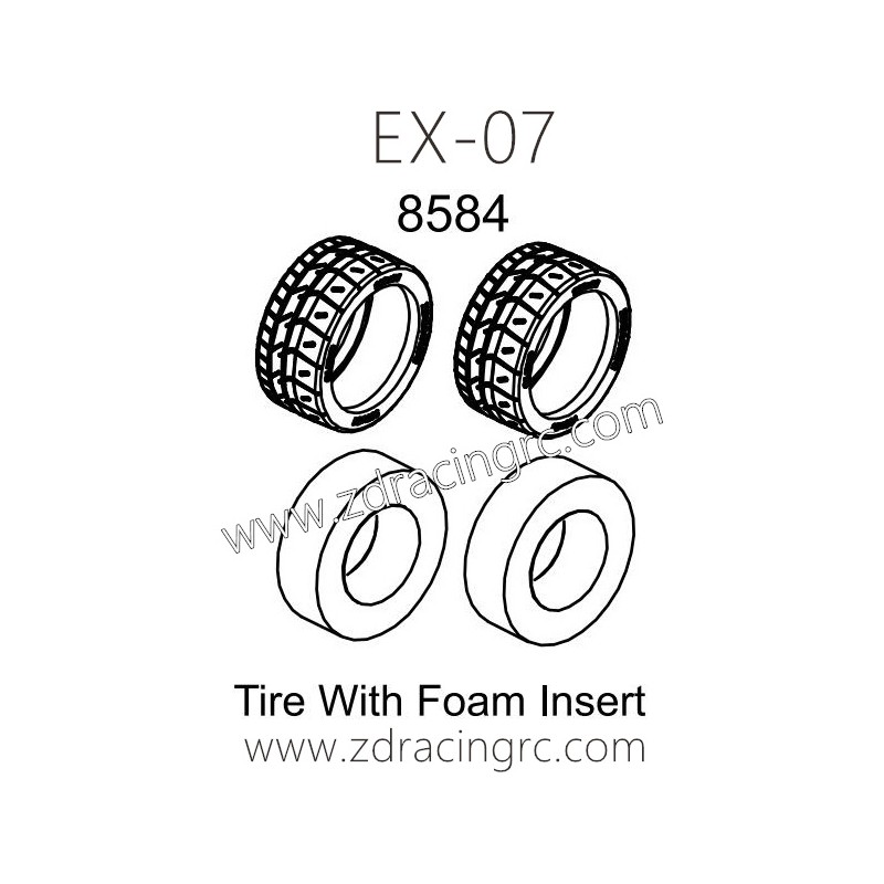 ZD RACING EX07 RC Car Parts 8584 Tire With Foam Insert