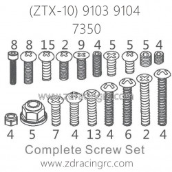 ZD RACING 9103 9104 Parts 7350 Complete Screw Set