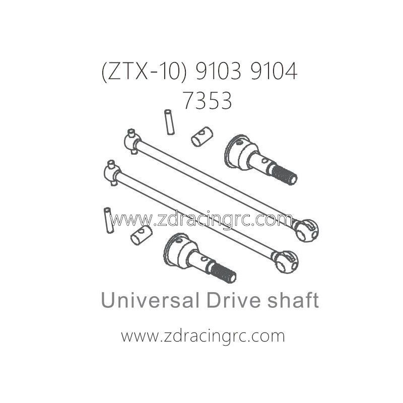 ZD RACING ZTX-10 9103 9104 Parts 7353 Universal Drive Shaft