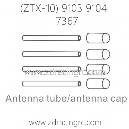 ZD RACING ZTX-10 9103 9104 Parts 7367 Antena Tube and Cap