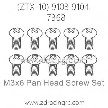ZD RACING ZTX-10 9103 9104 Parts 7368 M3X6 Pan Head Screw Set