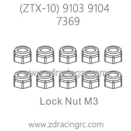 ZD RACING ZTX-10 9103 9104 Parts 7369 Lock Nut M3