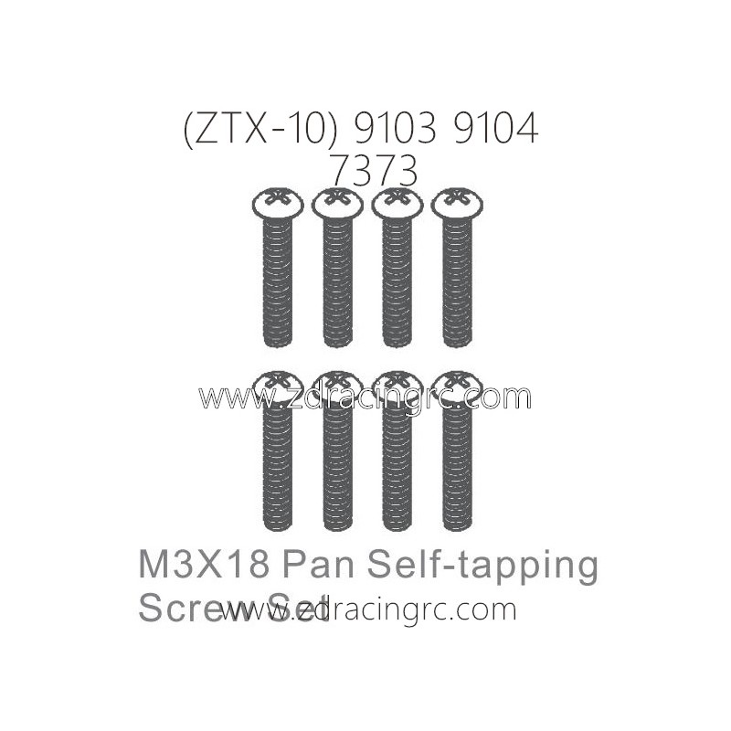 ZD RACING ZTX-10 9103 9104 Parts 7373 M3X18 Pan Self-tapping Screw Set