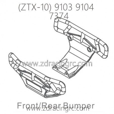 ZD RACING ZTX-10 9103 9104 Parts 7374 Front Rear Bumper ZD RACING ZTX-10 9103 9104 Parts 7374 Front Rear Bumper