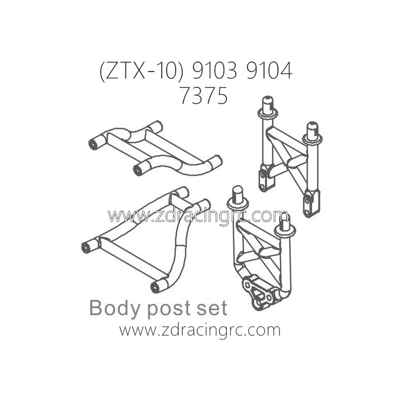 ZD RACING ZTX-10 9103 9104 Parts 7375 Body Post Set