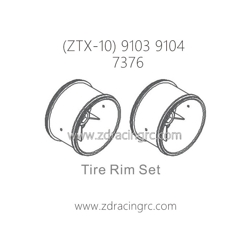 ZD RACING ZTX-10 9103 9104 Parts 7376 Tire Rim Set