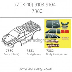 ZD RACING 9103 9104 Parts 7380 7381 7382 Body Transparent