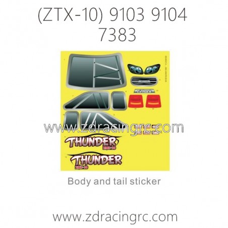 ZD RACING 9103 9104 Parts 7383 Body and Tail Sticker