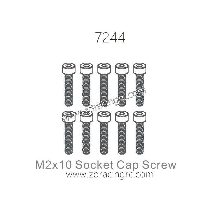 ZD RACING 1/10 RC Car Parts 7244 M2X10 Socket Cap Screw