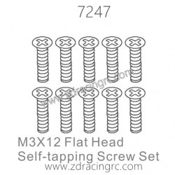 ZD RACING 1/10 Parts 7247 M3X12 Flat Head Self-tapping Screw Set