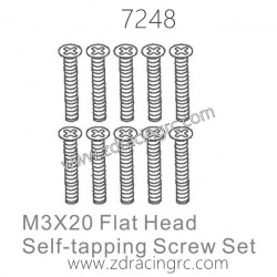 ZD RACING 1/10 Parts 7248 M3X20 Flat Head Self-tapping Screw set