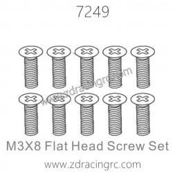 ZD RACING 1/10 Parts 7249 M3X8 Flat Head Screw Set