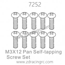 ZD RACING 1/10 Parts 7252 M3X12 Pan Self-tapping Screw set