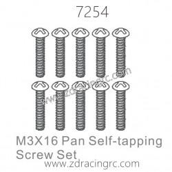 ZD RACING 1/10 Parts 7254 M3X16 Pan Self-tapping Screw Set