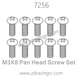 ZD RACING 1/10 Parts 7256 M3X8 Pan Head Screw Set