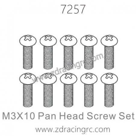 ZD RACING 1/10 Parts 7257 M3X10 Pan Head Screw Set