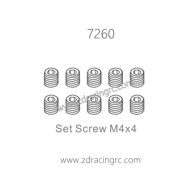 ZD RACING 1/10 Parts 7260 Screws M4X4