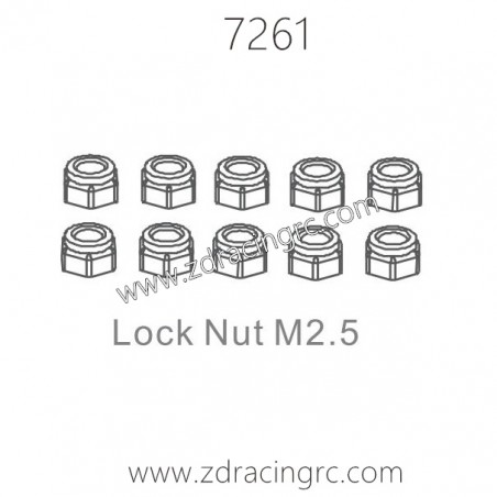 ZD RACING 1/10 Parts 7261 Lock Nut M2.5