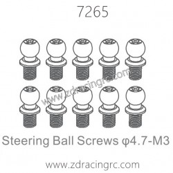 ZD RACING 1/10 RC Car Parts 7265 Steering Ball Screws 4.7-M3