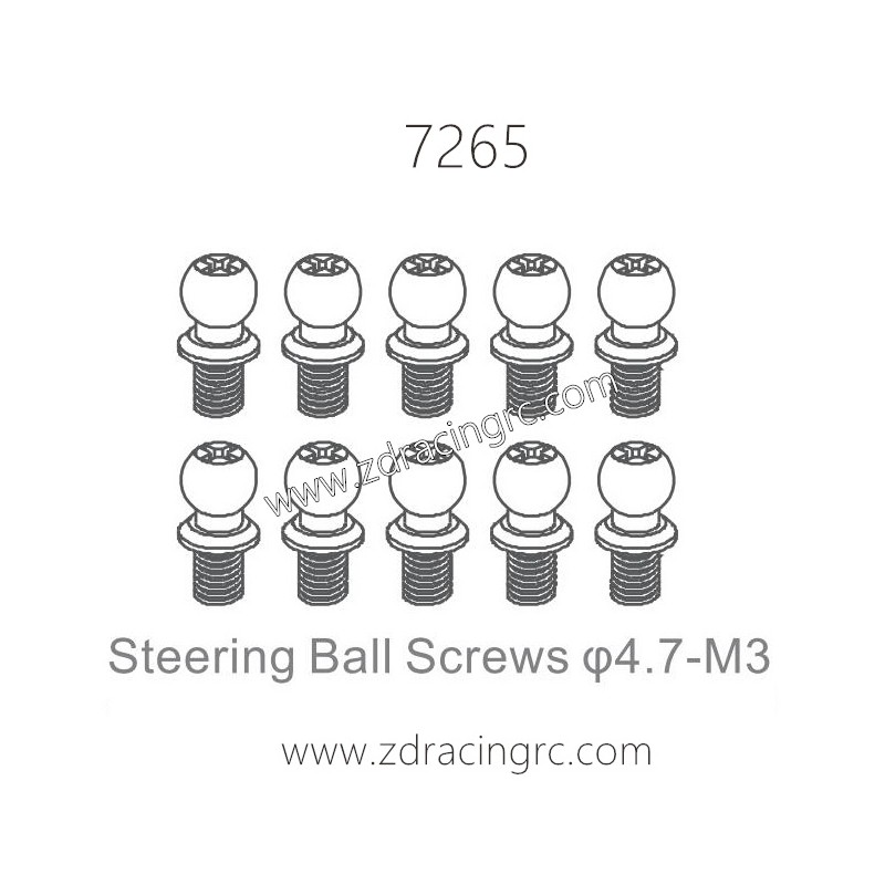 ZD RACING 1/10 RC Car Parts 7265 Steering Ball Screws 4.7-M3