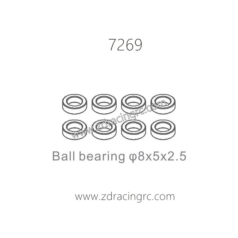 ZD RACING 1/10 RC Car Parts 7269 Ball Bearing 8X5X2.5