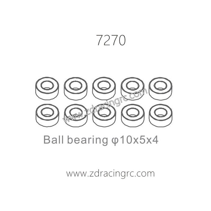 ZD RACING 1/10 RC Car Parts 7270 Ball Bearing 10X5X4