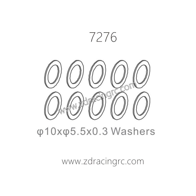ZD RACING 1/10 RC Car Parts 7276 10x5.5x0.3 Washers