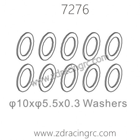 ZD RACING 1/10 RC Car Parts 7276 10x5.5x0.3 Washers