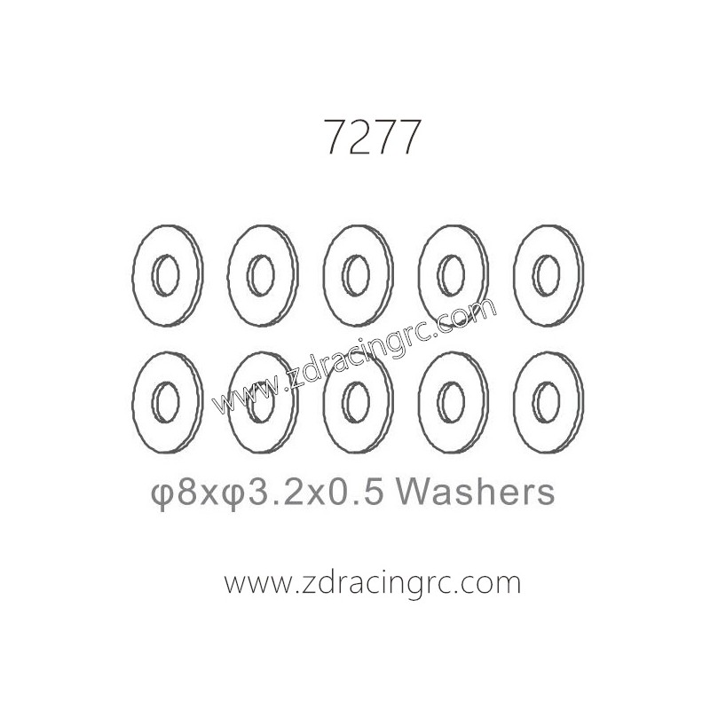 ZD RACING 1/10 RC Car Parts 7277 8X3.2X0.5 Washers