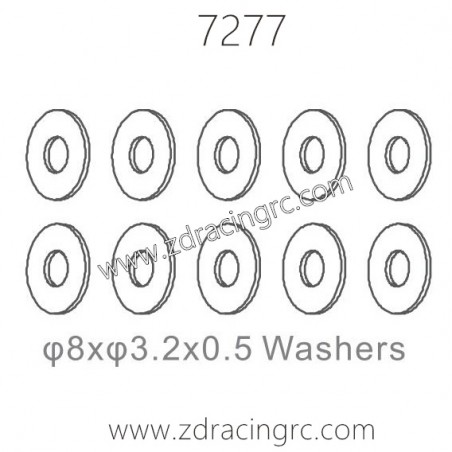 ZD RACING 1/10 RC Car Parts 7277 8X3.2X0.5 Washers
