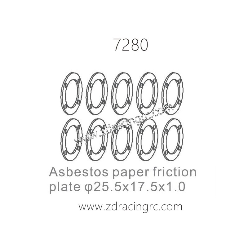 ZD RACING 1/10 Parts 7280 Asbestos Paper Friction Plate