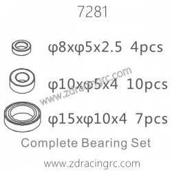 ZD RACING 1/10 Parts 7281 Complete Bearing Set
