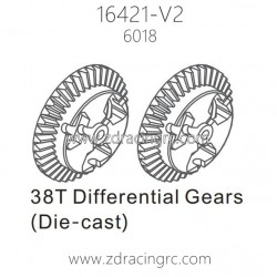 ZD RACING 16421-V2 1/16 Parts 6018 38T Differential Gears Die-cast