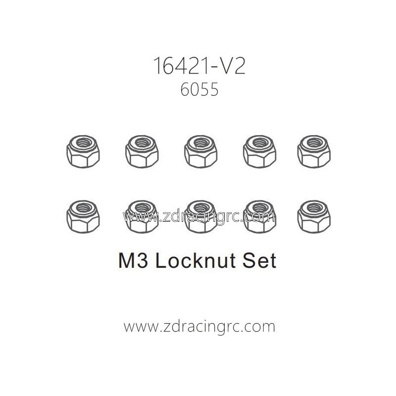 ZD RACING 16421-V2 RC Car Parts 6065 M3 Lock nut Set